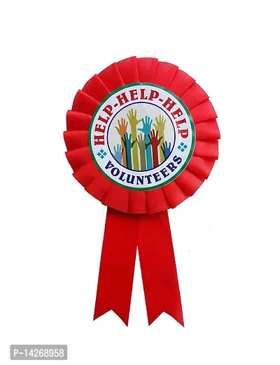 Help Volunteers Red Ribbon Badges Better for Occasions, Anniversary, Get Together, Marriage Functions and Others (Pack of 25)-thumb0