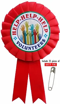 Help Volunteers Red Ribbon Badges Better for Occasions, Anniversary, Get Together, Marriage Functions and Others (Pack of 25)-thumb1