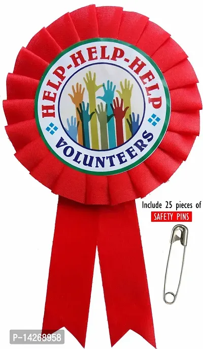 Help Volunteers Red Ribbon Badges Better for Occasions, Anniversary, Get Together, Marriage Functions and Others (Pack of 25)-thumb2