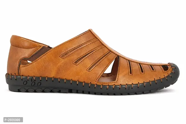 Casual Party Tan Synthetic Roman Sandals for Men-thumb2