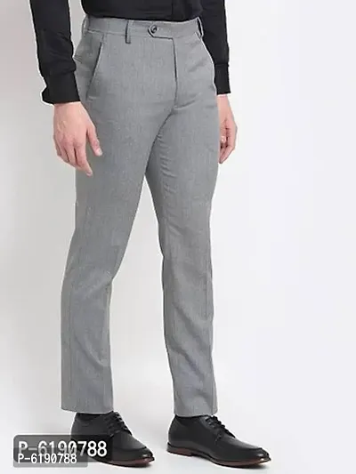 Stylish Viscose Textured Full Length Flat Front Formal Trouser For Men-thumb2