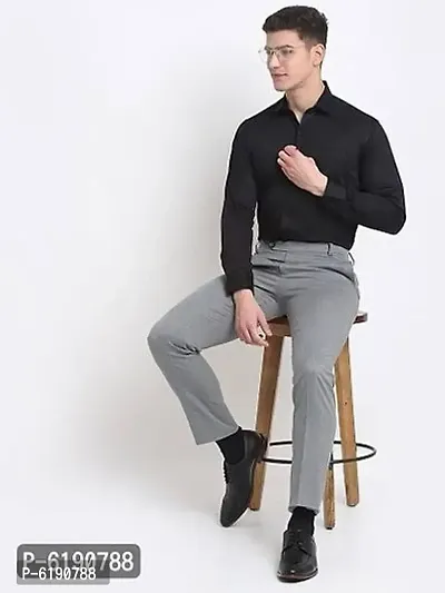 Stylish Viscose Textured Full Length Flat Front Formal Trouser For Men-thumb4