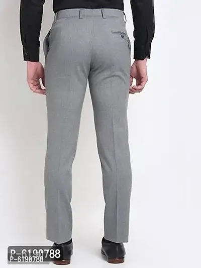 Stylish Viscose Textured Full Length Flat Front Formal Trouser For Men-thumb3