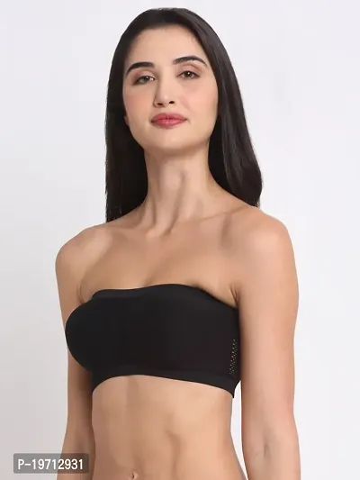 Stylish Black Cotton Blend Solid Free size tube Bras For Women-thumb5