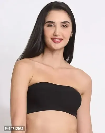 Stylish Black Cotton Blend Solid Free size tube Bras For Women-thumb0