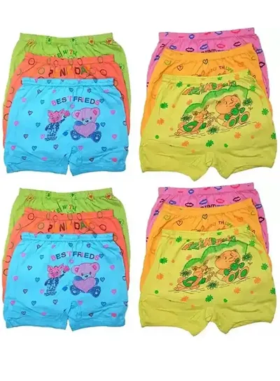 Fabulous Cotton Printed Regular Shorts For Girls Pack of 12