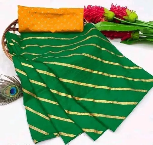 Laheriya Foil Printed Darbari Style Sarees With Jacquard Blouse Piece
