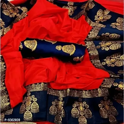 New Art Silk Ghantdi Les Border Saree And Blouse Piece For Women-thumb0