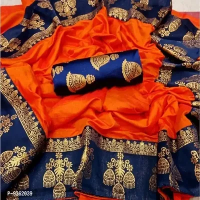 New Art Silk Ghantdi Les Border Saree And Blouse Piece For Women-thumb0