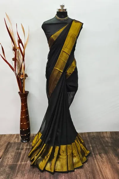 Elegant Chiffon Zari Border Sarees with Blouse piece