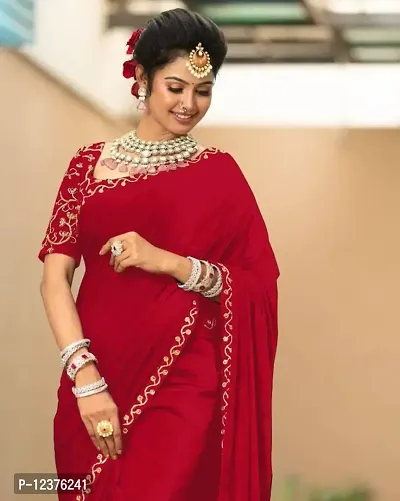 Crepe Saree with Blouse piece-thumb0