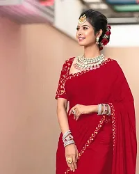 Crepe Saree with Blouse piece-thumb1