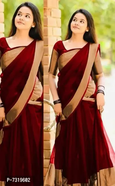 Elegant Art Silk Saree With Blouse Piece For Women-thumb0