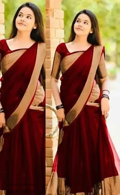 Trending Dola Silk Satin Saree With Blouse Piece