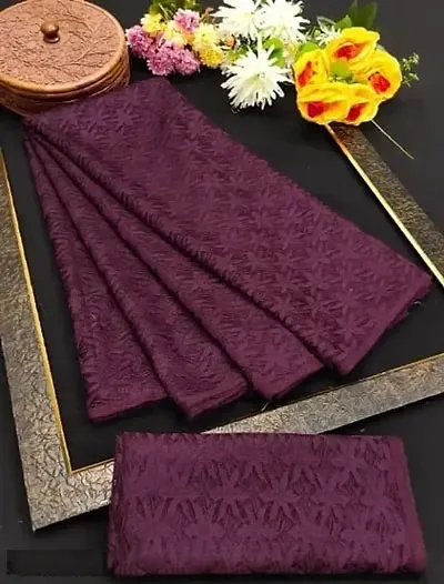 Net Textured Sarees with Blouse Piece