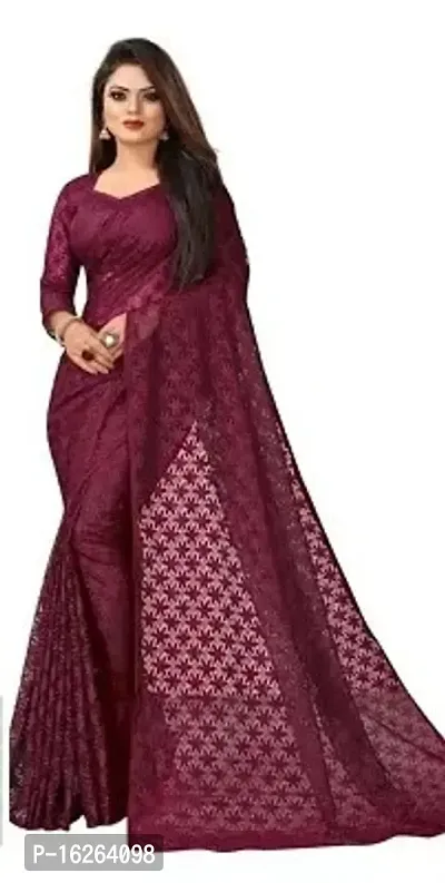 Net Saree with Blouse piece-thumb0