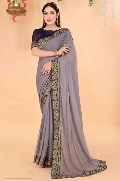 Lace Work Art Silk Sarees with Blouse Piece