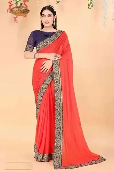 Lace Work Art Silk Sarees with Blouse Piece