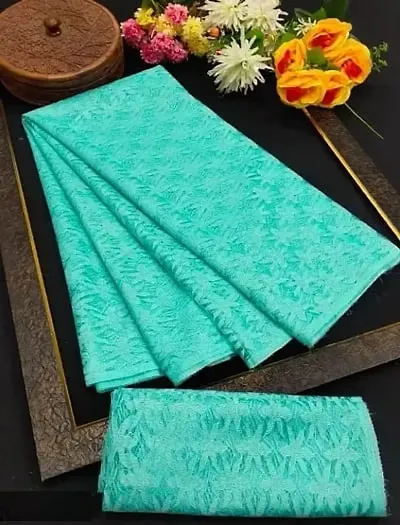 Net Textured Sarees with Blouse Piece