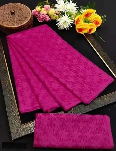 Net Textured Sarees with Blouse Piece