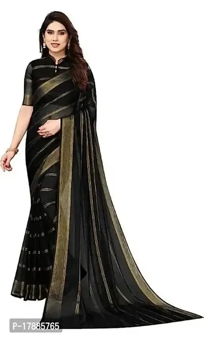 Georgette Embroidered Lace Border Sarees With Blouse Piece