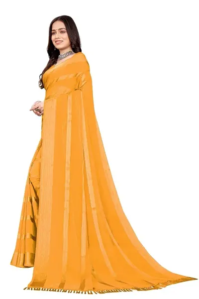 Georgette Striped Sarees with Blouse Piece