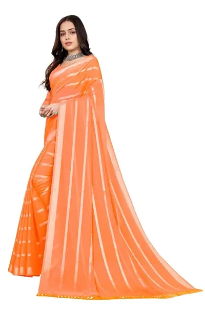 Georgette Striped Sarees with Blouse Piece