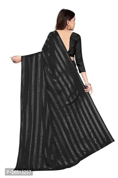 Georgette Striped Sarees with Blouse Piece-thumb0