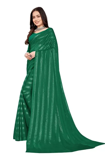 Georgette Striped Sarees with Blouse Piece