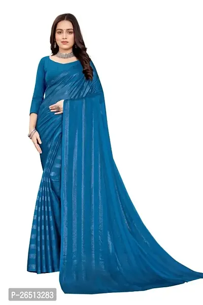 Georgette Striped Sarees with Blouse Piece