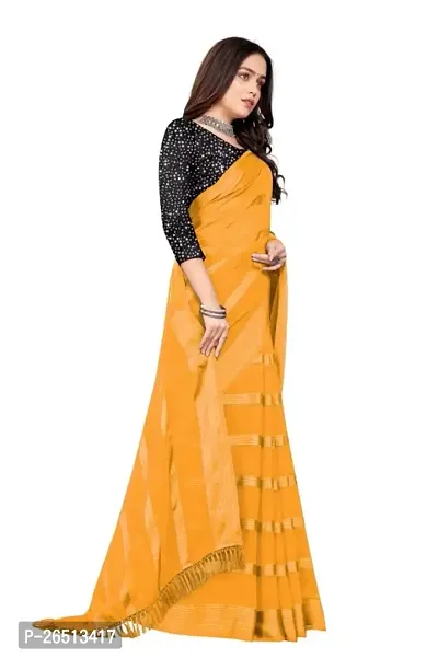 Georgette Striped Sarees with Sequin Blouse Piece-thumb0
