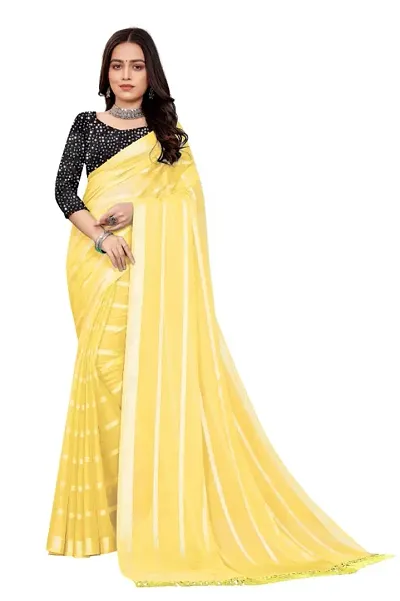 Georgette Striped Sarees with Sequin Blouse Piece