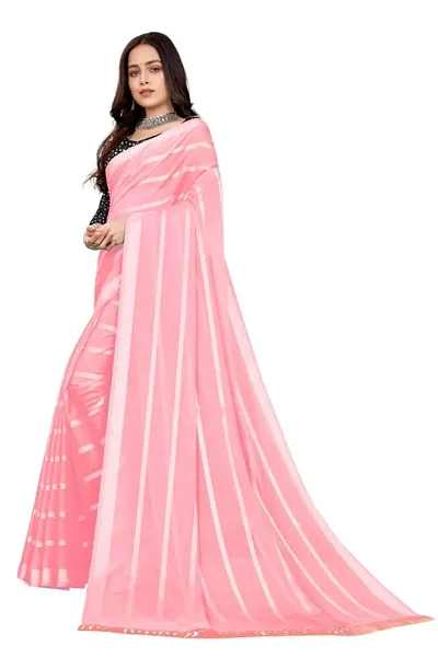 Georgette Striped Sarees with Sequin Blouse Piece