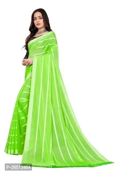 Georgette Striped Sarees with Sequin Blouse Piece