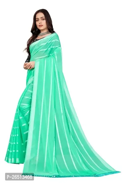 Georgette Striped Sarees with Sequin Blouse Piece