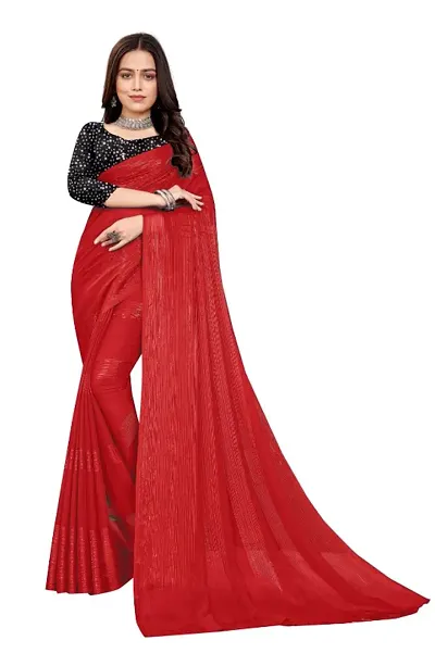 Georgette Striped Sarees with Sequin Blouse Piece