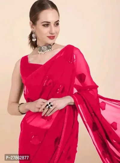 Georgette Sequin Work Saree with Blouse Piece