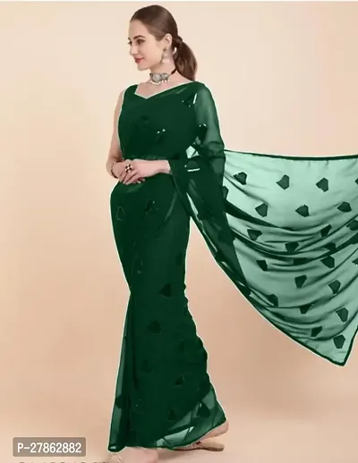 Georgette Sequin Work Saree with Blouse Piece