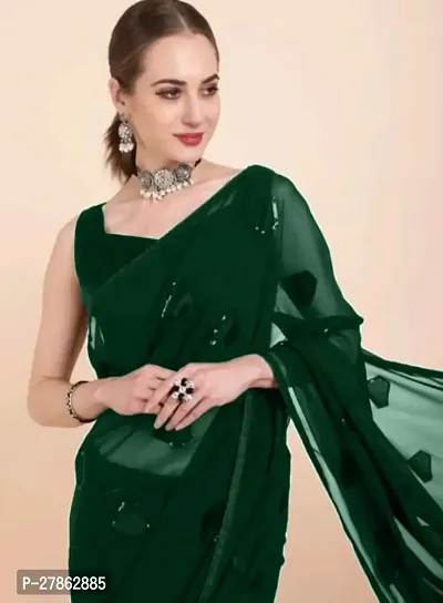 Georgette Sequin Work Saree with Blouse Piece