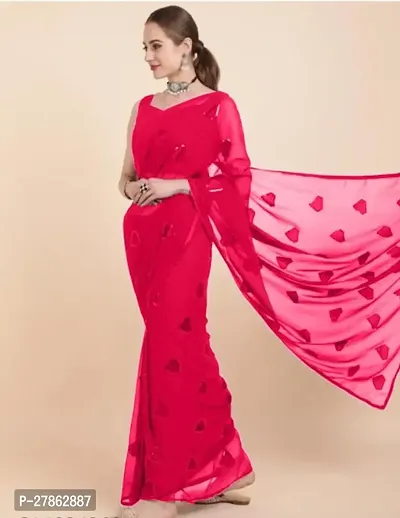 Georgette Sequin Work Saree with Blouse Piece