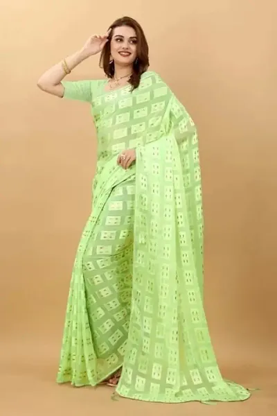 Georgette Sticker Sarees with Blouse Piece