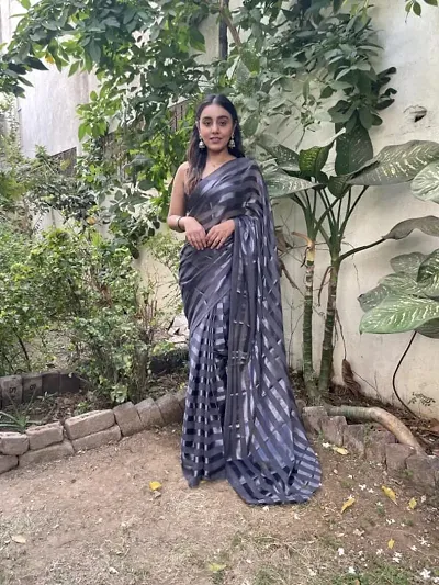 New In Satin Saree without Blouse piece 
