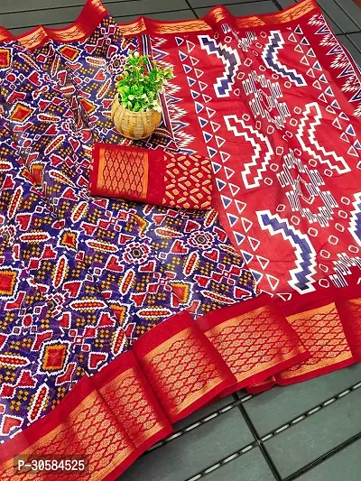 New Latest Jacquard Border Printed Saree With Blouse Piece