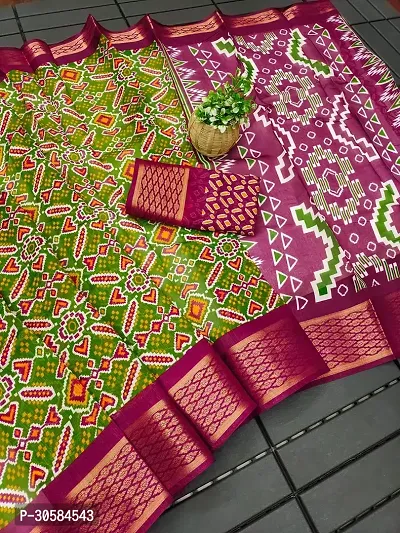 New Latest Jacquard Border Printed Saree With Blouse Piece