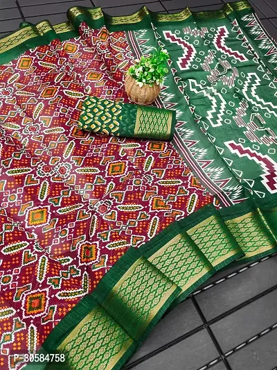 New Latest Jacquard Border Printed Saree With Blouse Piece