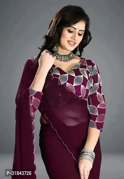 Stylish Georgette Saree with Blouse Piece for Women-thumb3