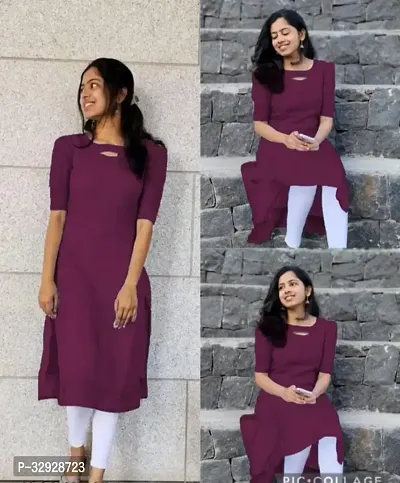 Beautiful Crepe Solid Straight Kurta For Women-thumb0