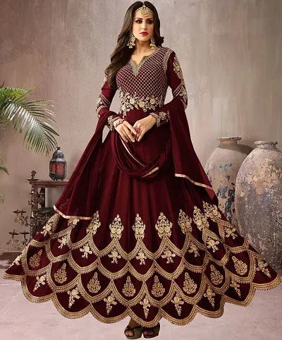 Radhe Creation Women Georgette Embroidered Anarkali Gown