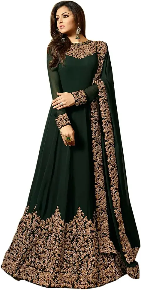 Party Wear Georgette Embroidered Semi-Stitched Gown