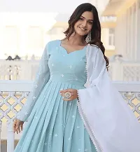 Trijal Fab Women Georgette Embroidery Anarkali Gown With Dupatta-thumb2